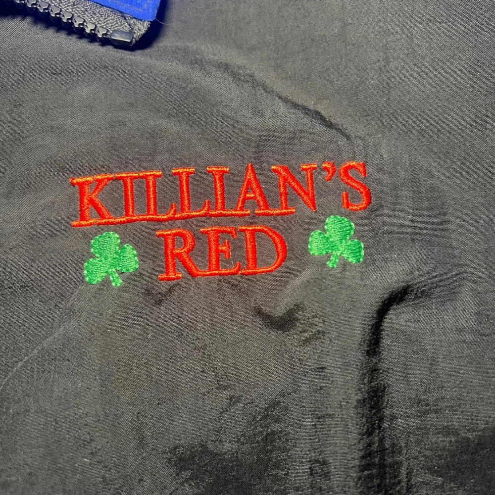 VTG Tri Mountain Killians Red Embroidered Black Nylon Jacket Mens XL Windbreaker